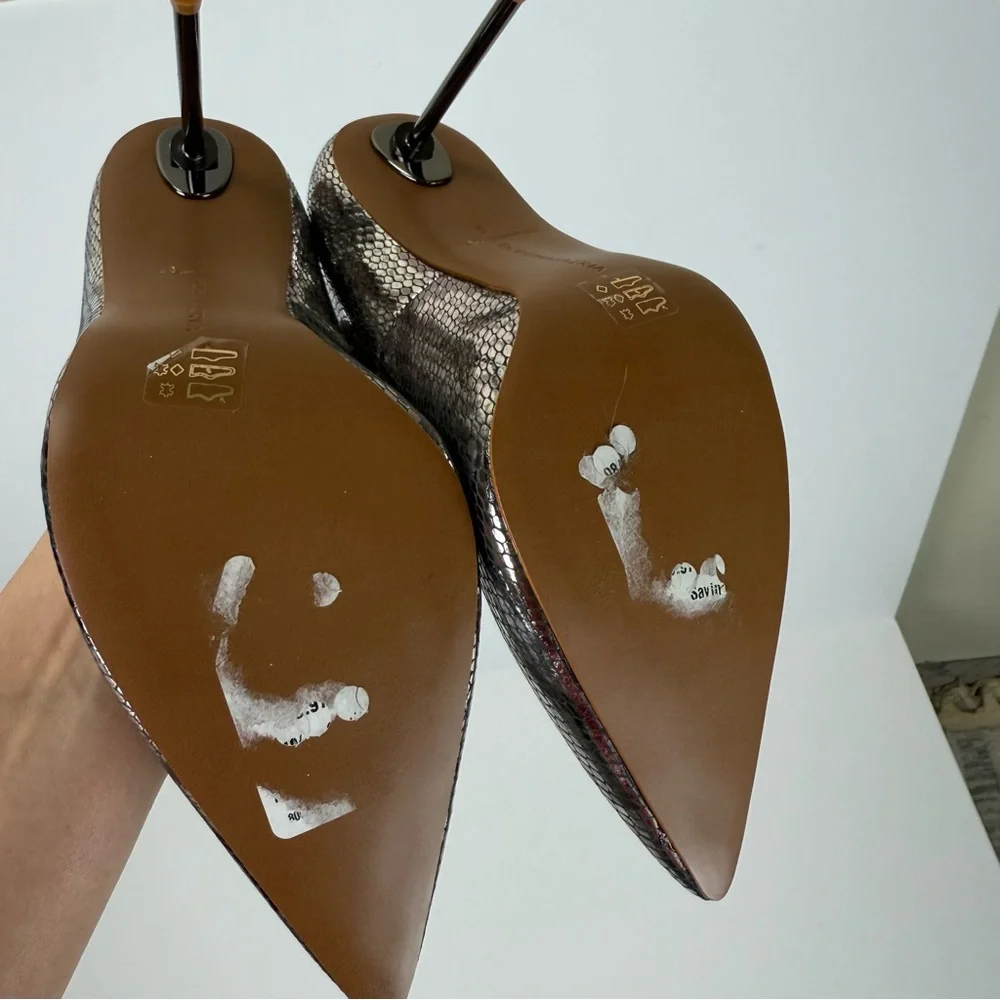 BCBGMAXAZRIA Marain Metallic Leather Metal Heel Graphite Snake Stiletto Size 9 - Picture 10 of 13